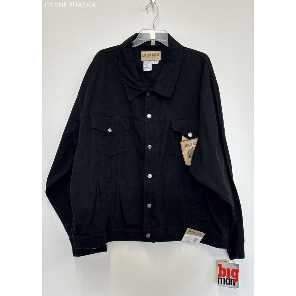 Eagles Ridge Black Jean Jacket Mens‎ Button Front Denim - Size 4x